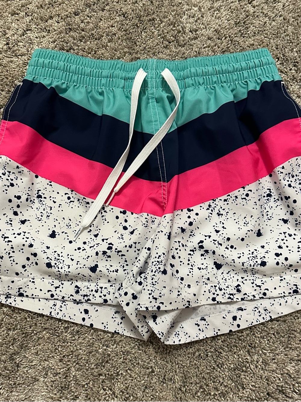 chubbies Women's Colorblock Athletic Shorts in Turquoise, Navy & Pink
